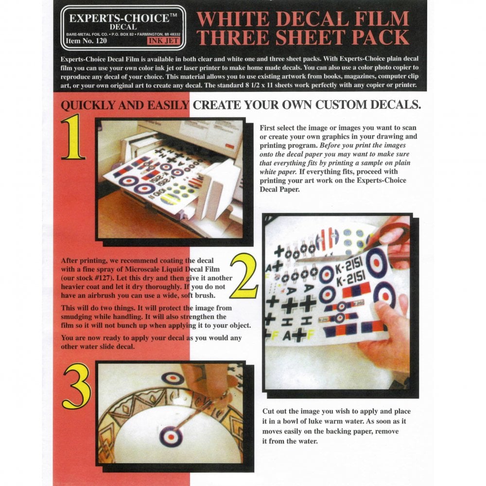 Experts-Choice White Decal Film For Inkjet 21.5cm x 28cm PACK OF 3