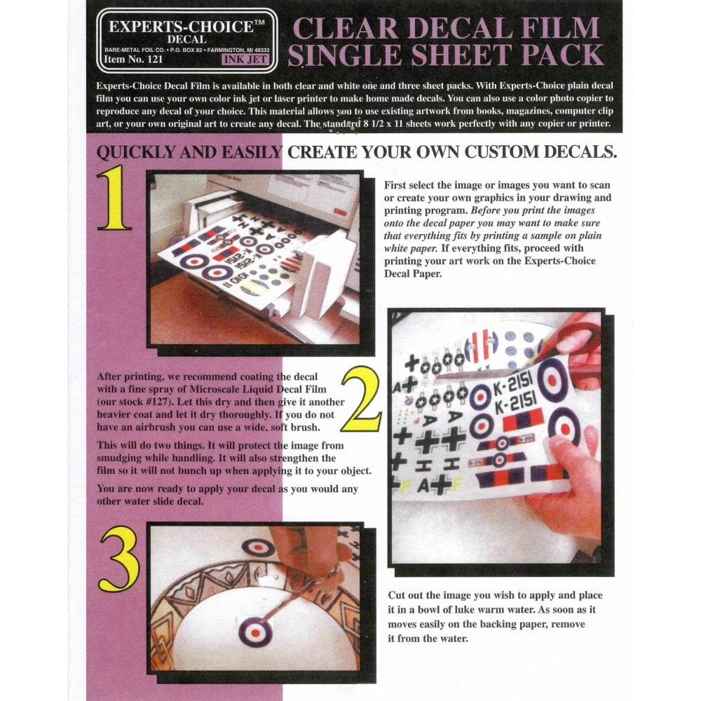 Experts-Choice Clear Decal Film For Inkjet 21.5cm x 28cm PACK OF 1