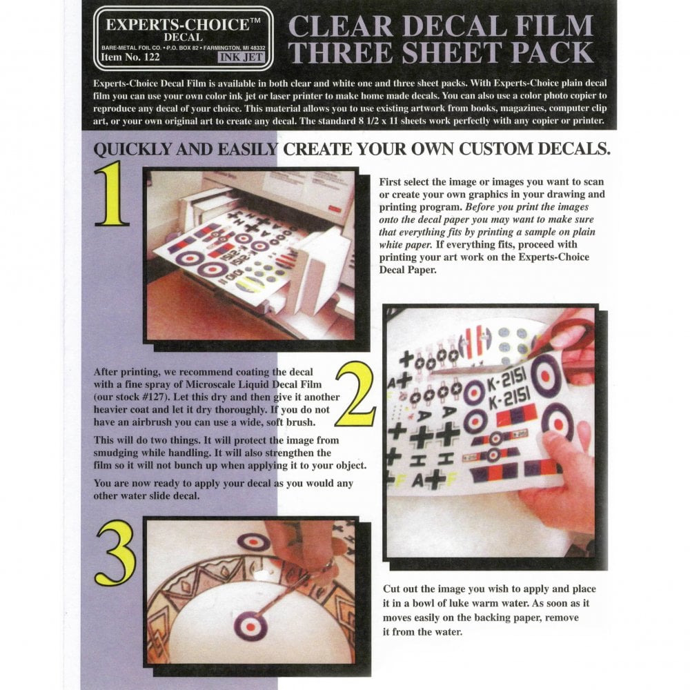 Experts-Choice Clear Decal Film For Inkjet 21.5cm x 28cm PACK OF 3
