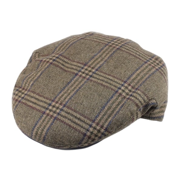 Christys' Hats Brighton Driver Cap Teviot Tweed Checked BROWN