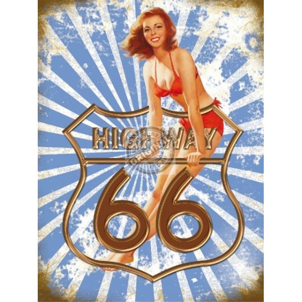 Original Metal Sign Company Wall Sign Highway 66 Pin-Up 150x200mm