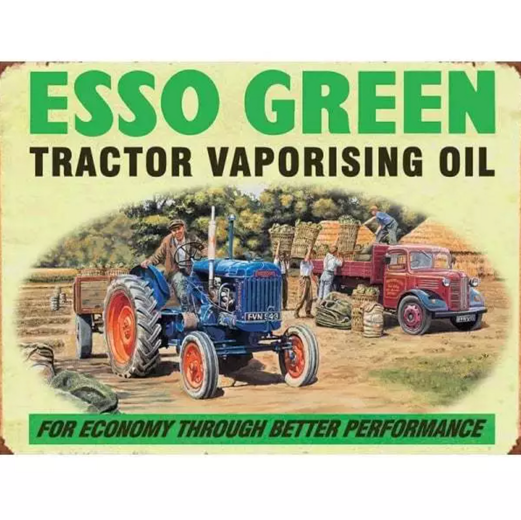 Original Metal Sign Company Wall Sign Esso Green Tractor Oil 150x200mm