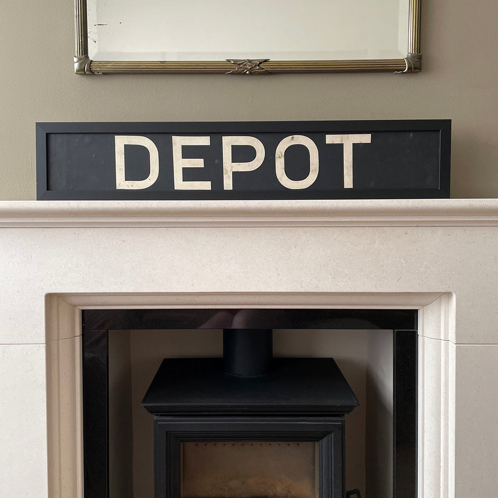 Framed Original Bus Blind DEPOT Destination Sign 1950's