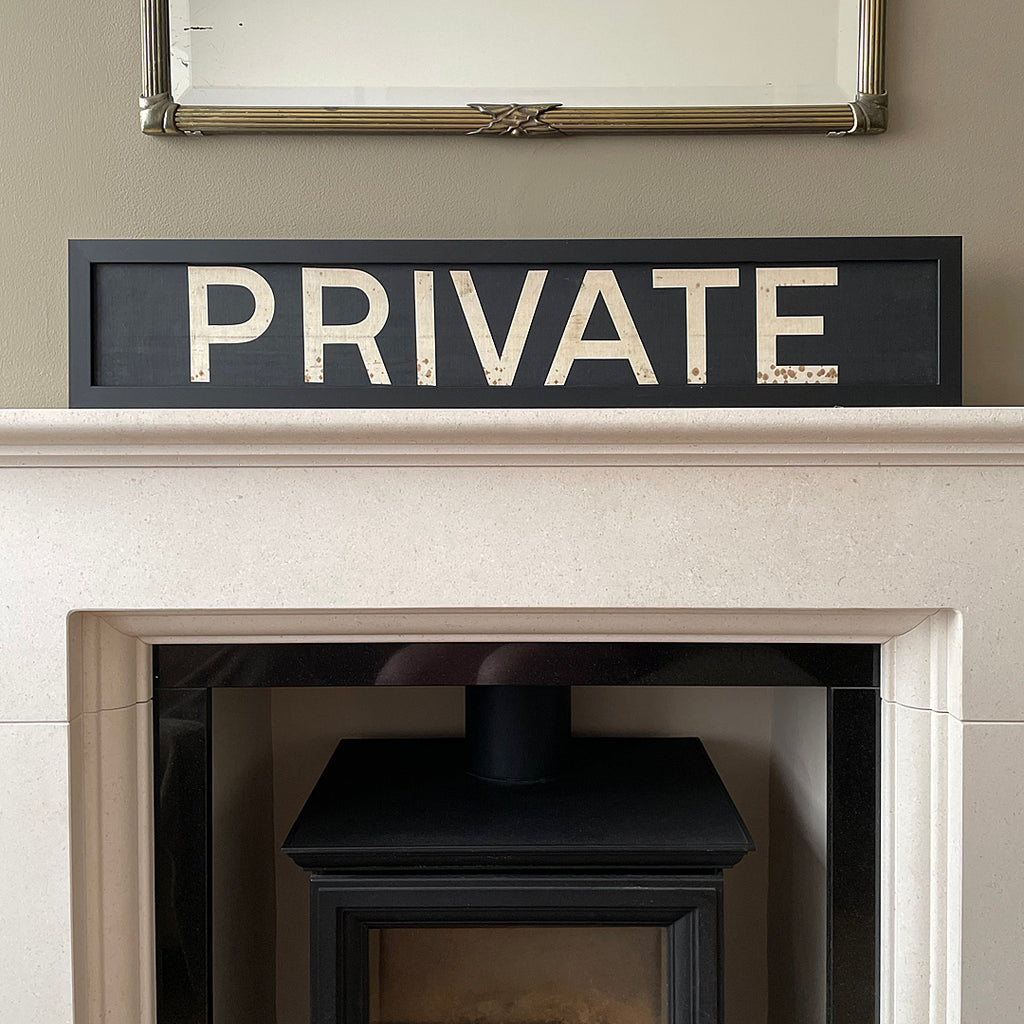 Framed Original Bus Blind PRIVATE Destination Sign 1950's