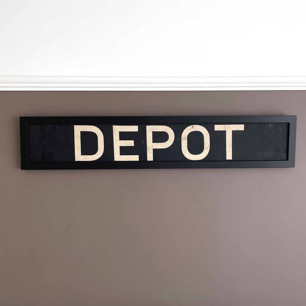 Framed Original Bus Blind DEPOT Destination Sign 1950's