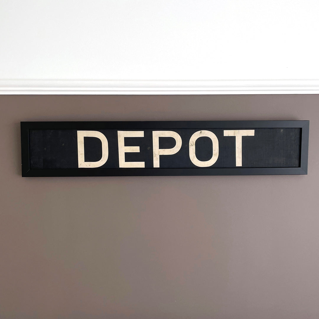 Framed Original Bus Blind DEPOT Destination Sign 1950's