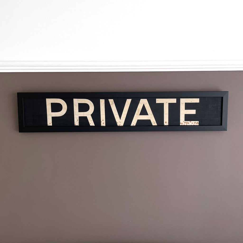 Framed Original Bus Blind PRIVATE Destination Sign 1950's