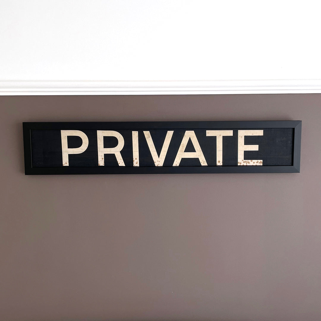 Framed Original Bus Blind PRIVATE Destination Sign 1950's