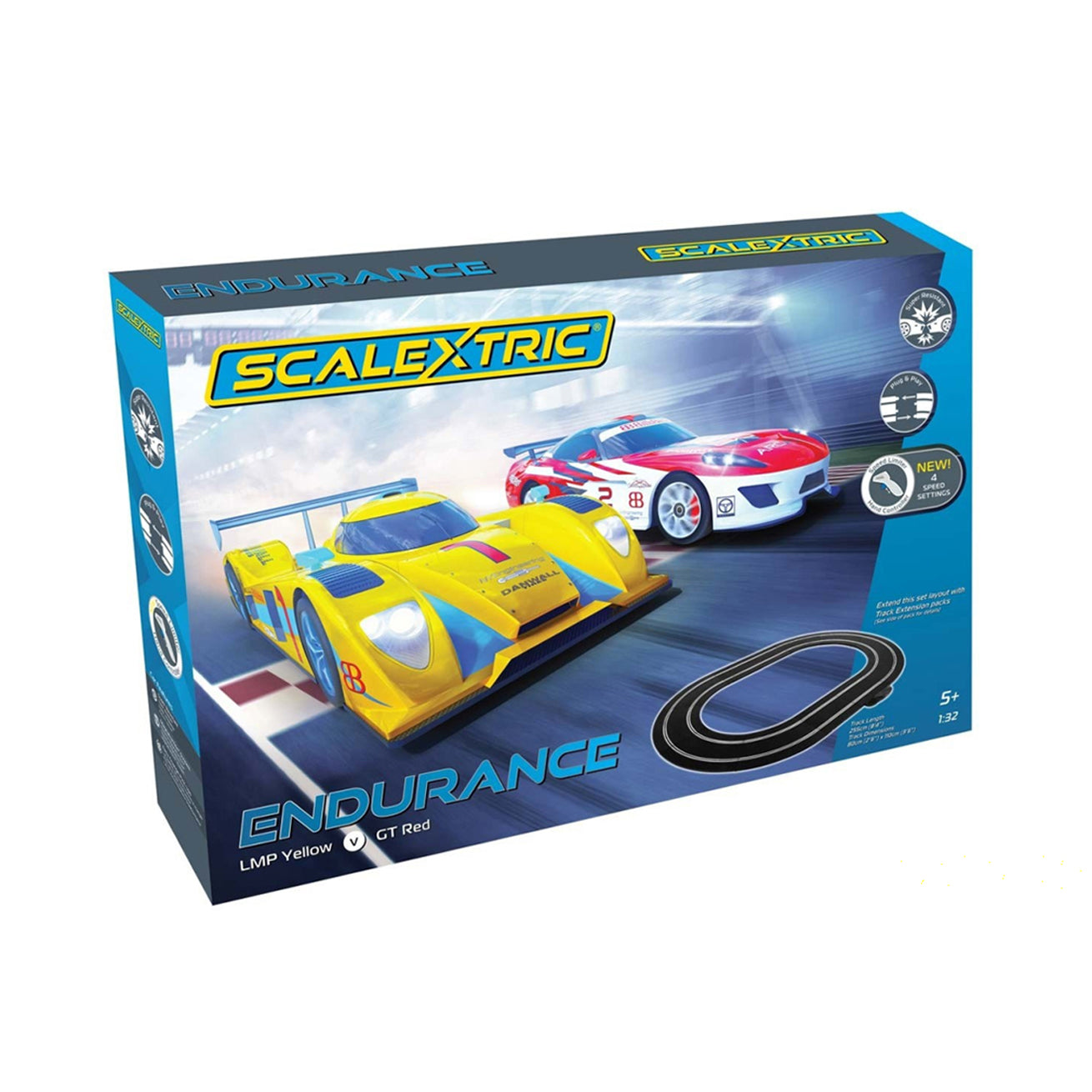 Scalextric Endurance Slot Car Set LMP Yellow Versus GT Red