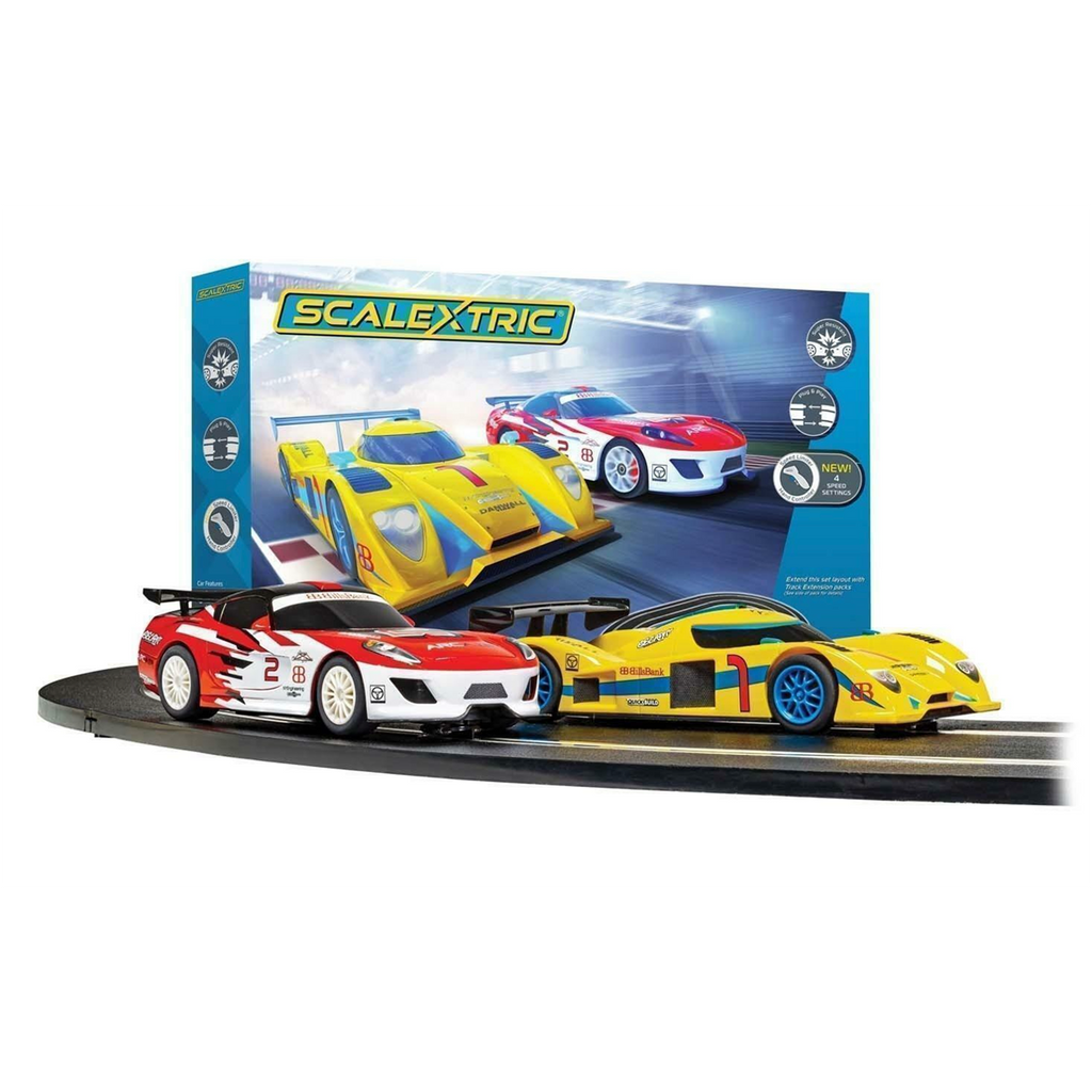 Scalextric Endurance Slot Car Set LMP Yellow Versus GT Red