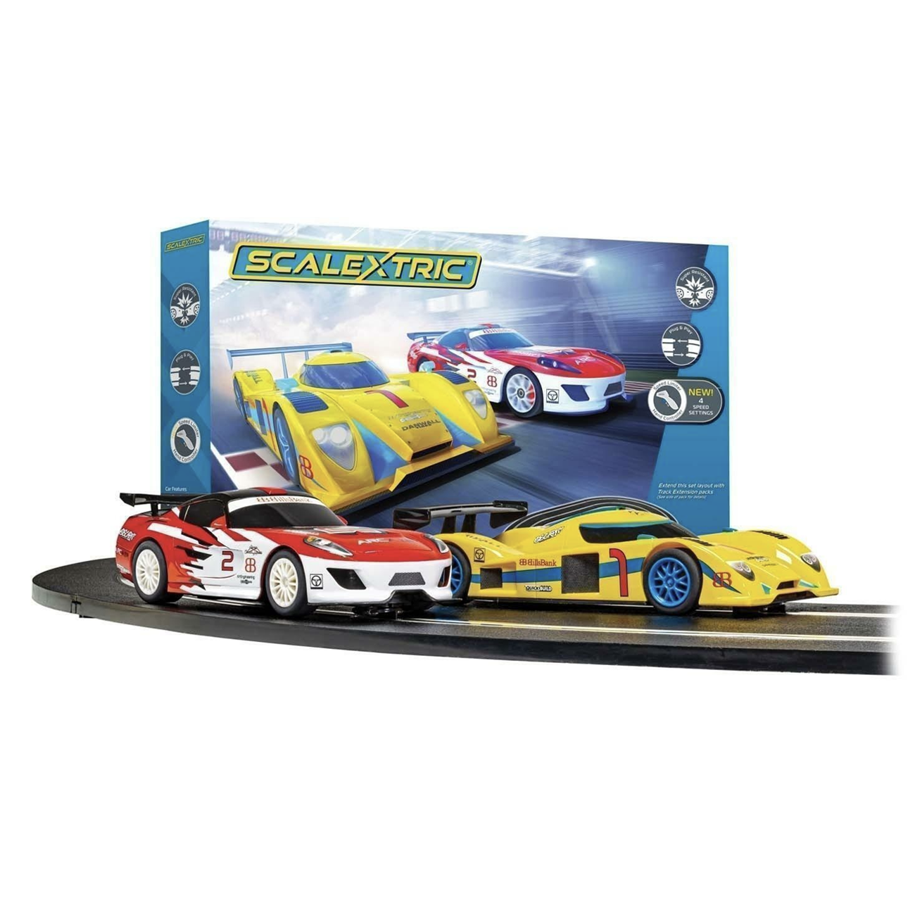 Scalextric Endurance Slot Car Set LMP Yellow Versus GT Red