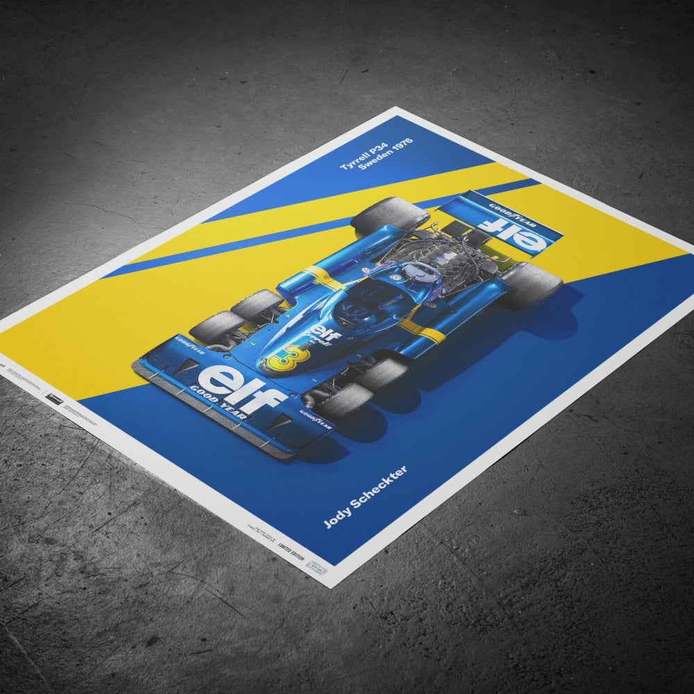 Automobilist Tyrrell P34 Jody Scheckter Swedish GP 1975 F1 Poster 50x70cm