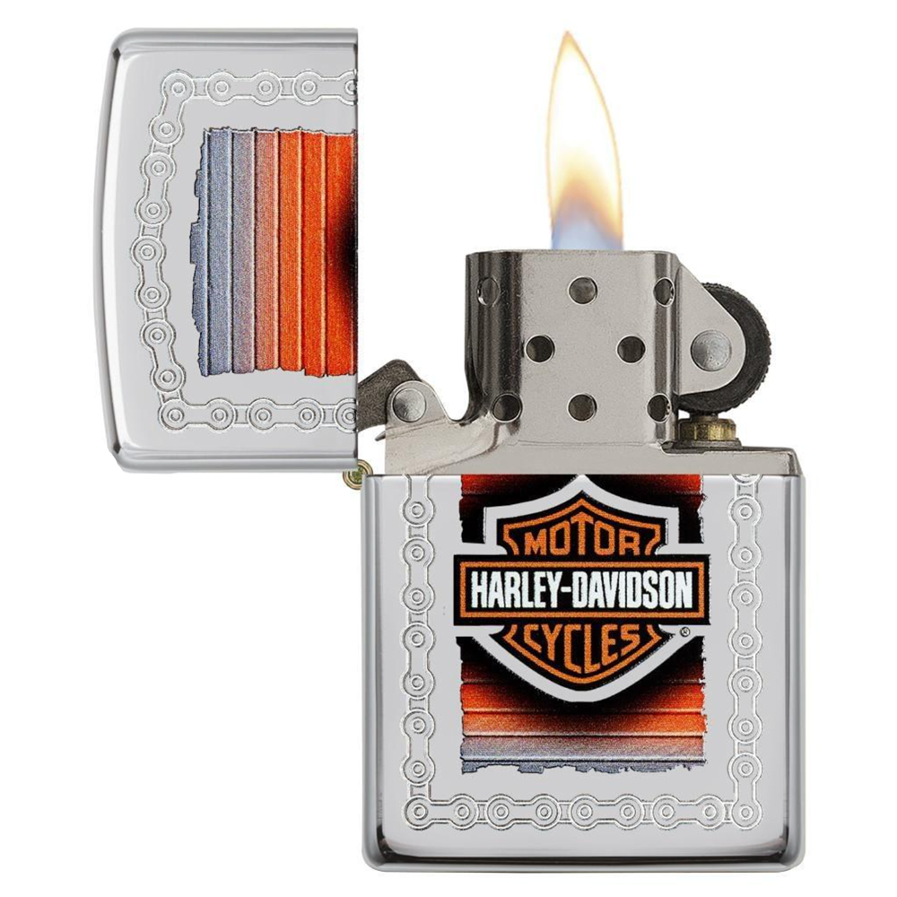 Zippo x Harley-Davidson Lighter Bike Chains High Polish Chrome