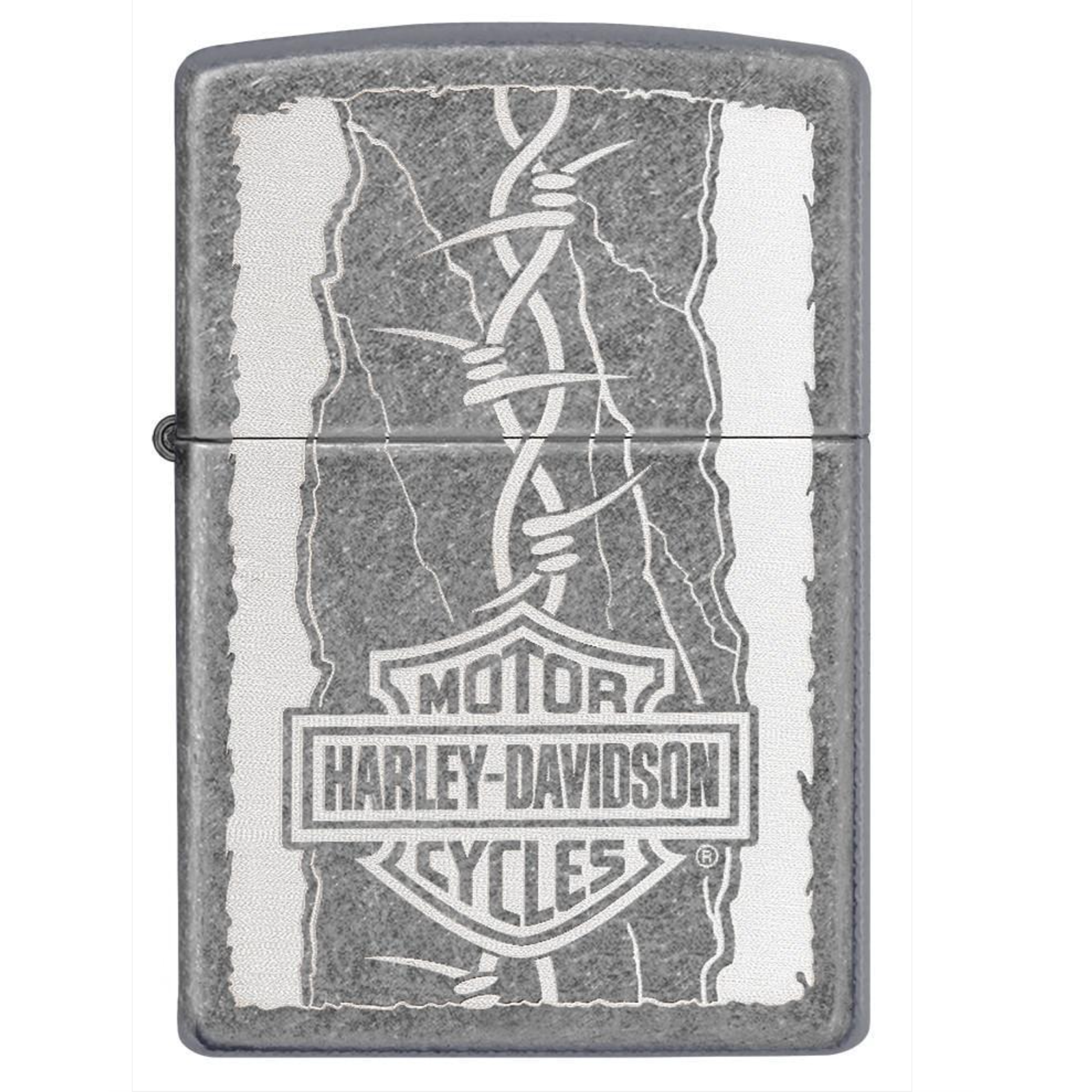Zippo x Harley-Davidson Lighter Barbed Wire Logo Antique Silver Plate