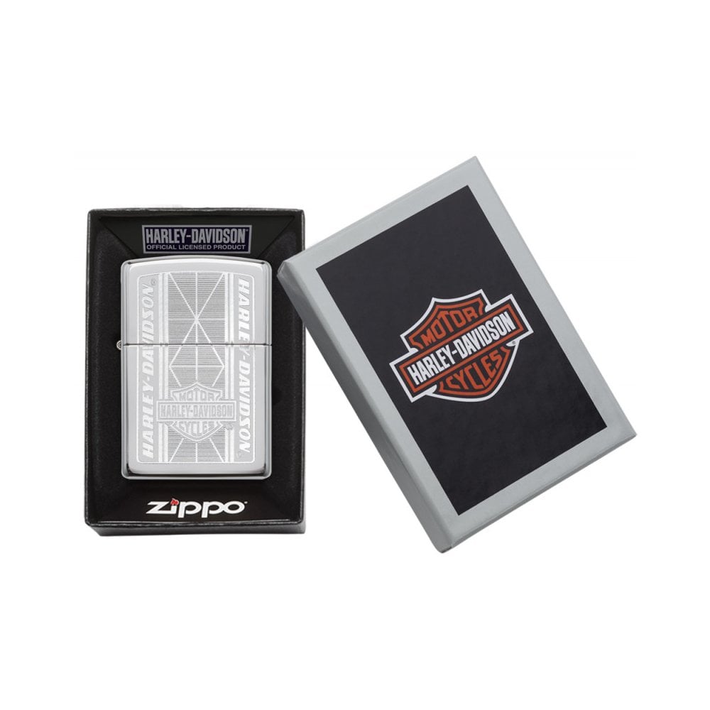 Zippo x Harley-Davidson Lighter Geometric Logo High Polish Chrome